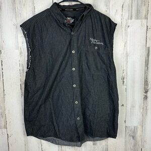 Harley Davidson | Sleeveless Button Down Gray Shirt XL